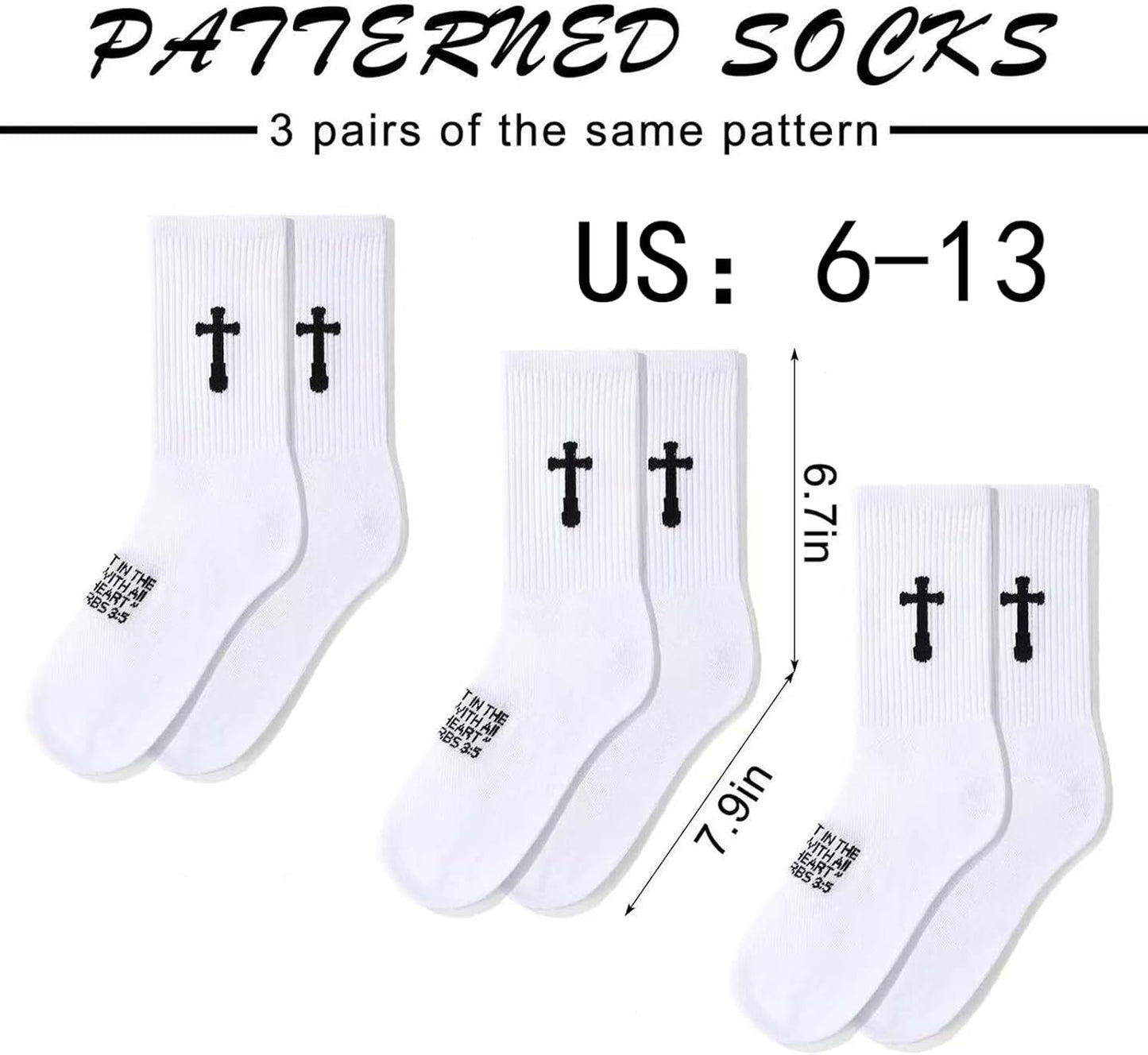 3 Pairs Christian Socks Prayer Socks Birthday Gifts for Dad,Men Husband Grandpa Women Idea Fathers Day Christmas