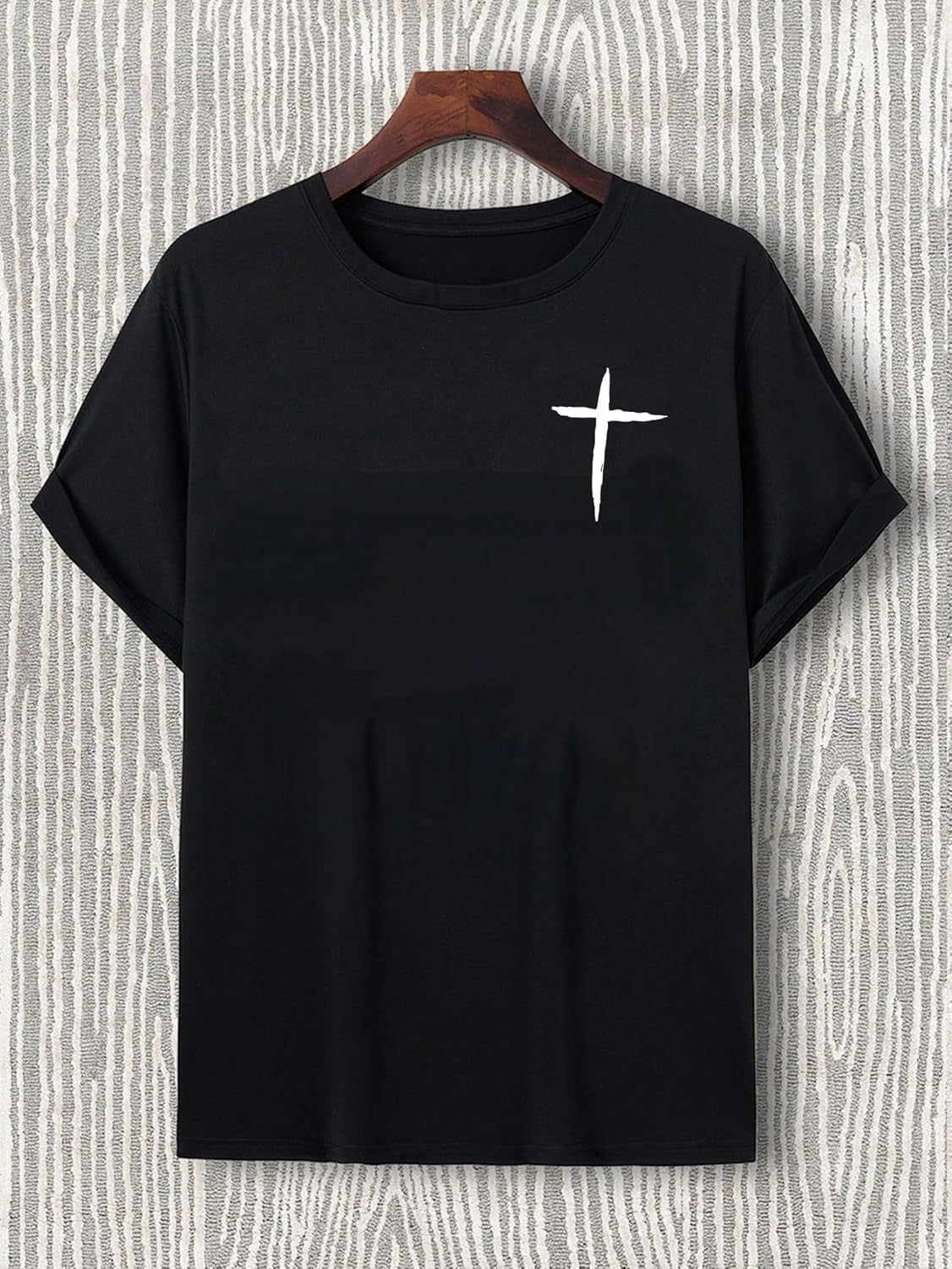 Men'S Cross Print Short Sleeve T Shirt Crewneck Tee Shirts